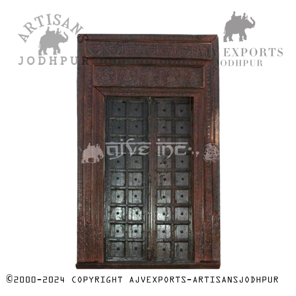 Antique  wooden door with decorative panels from Artisans Jodhpur.