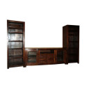 Wooden contemporary TV cabinet rack with two bookshelf